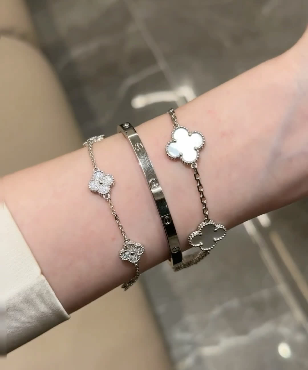 Van Cleef & Arpels Alhambra White Gold Bracelet